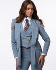 Tailleur tre pezzi Classic gessato acqua marina