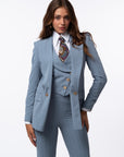 Tailleur tre pezzi Classic gessato acqua marina