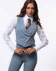 Tailleur tre pezzi Classic gessato acqua marina