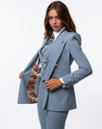 Tailleur tre pezzi Classic gessato acqua marina