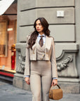 Tailleur tre pezzi New Jolie gessato beige