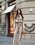 Tailleur tre pezzi New Jolie gessato beige