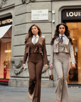 Tailleur tre pezzi New Jolie gessato beige