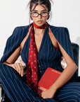 Tailleur Tre Pezzi Ilaria Blu Gessato