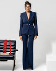Tailleur Tre Pezzi Ilaria Blu Gessato