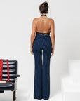 Tailleur Tre Pezzi Ilaria Blu Gessato