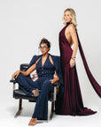 Tailleur Tre Pezzi Ilaria Blu Gessato
