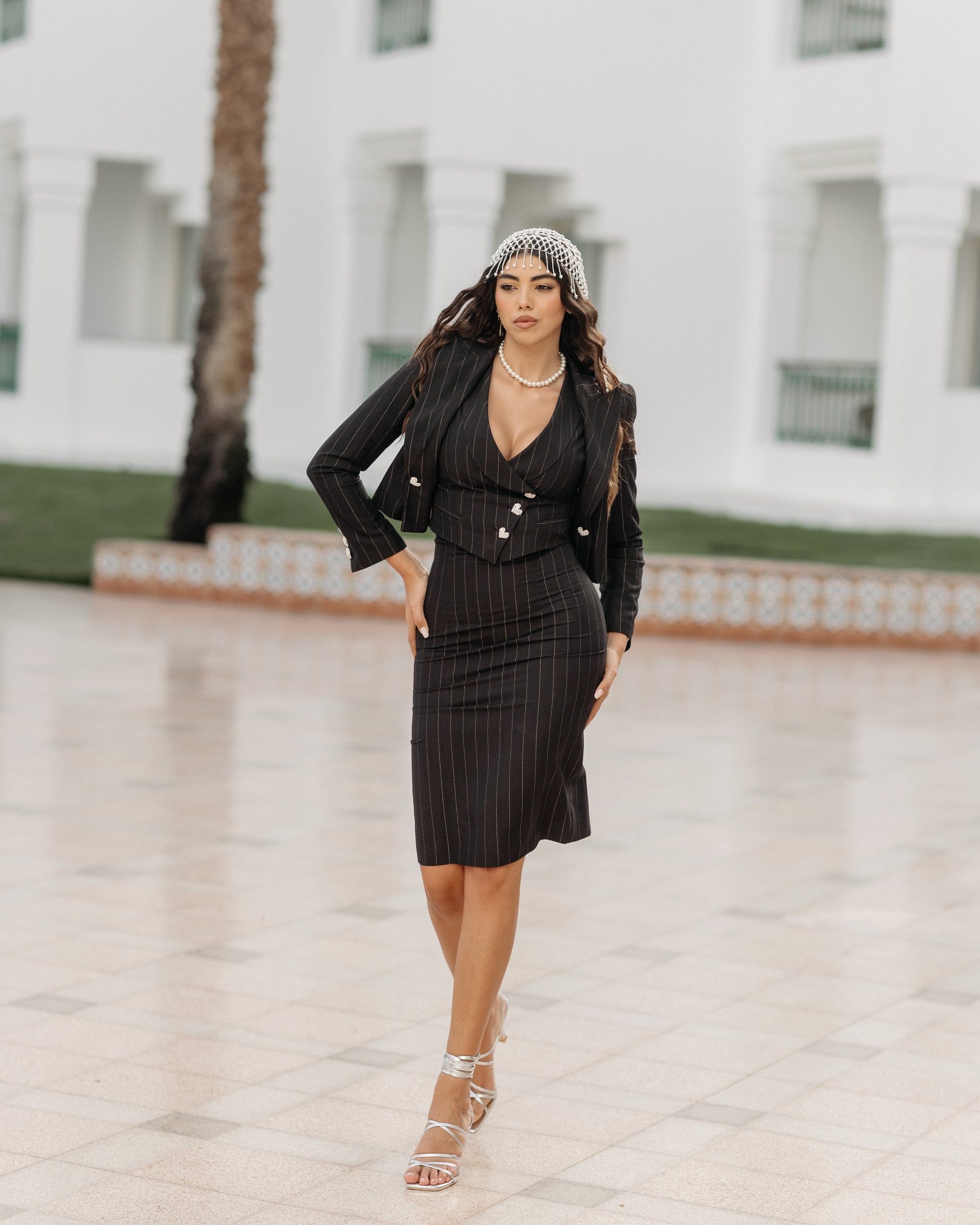 Tailleur Laura Nero Gessato