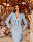 Tailleur Laura Azzurro Gessato