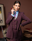 Tre pezzi New York Gessato Bordeaux