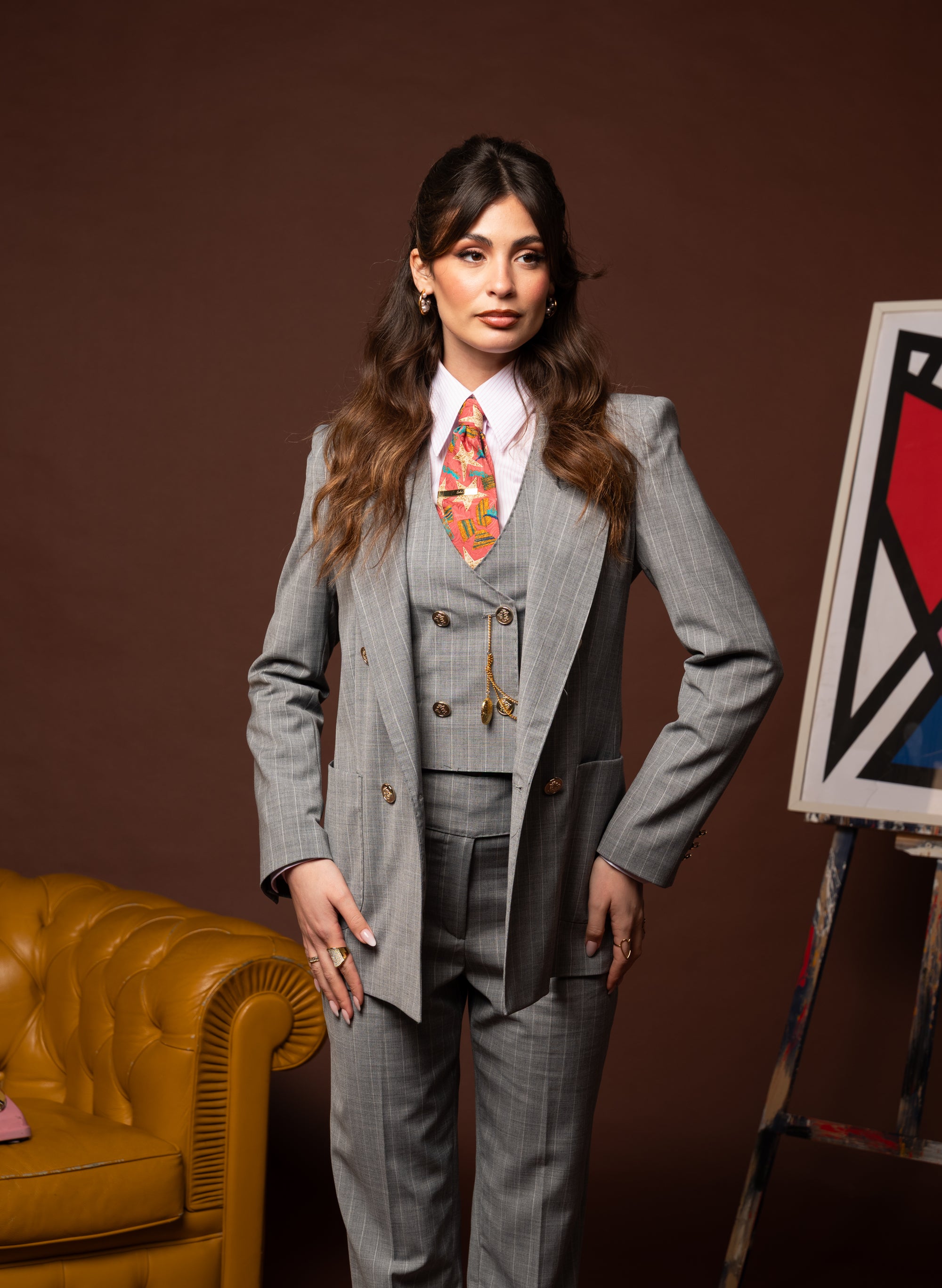 Tre pezzi New York Gessato Grigio