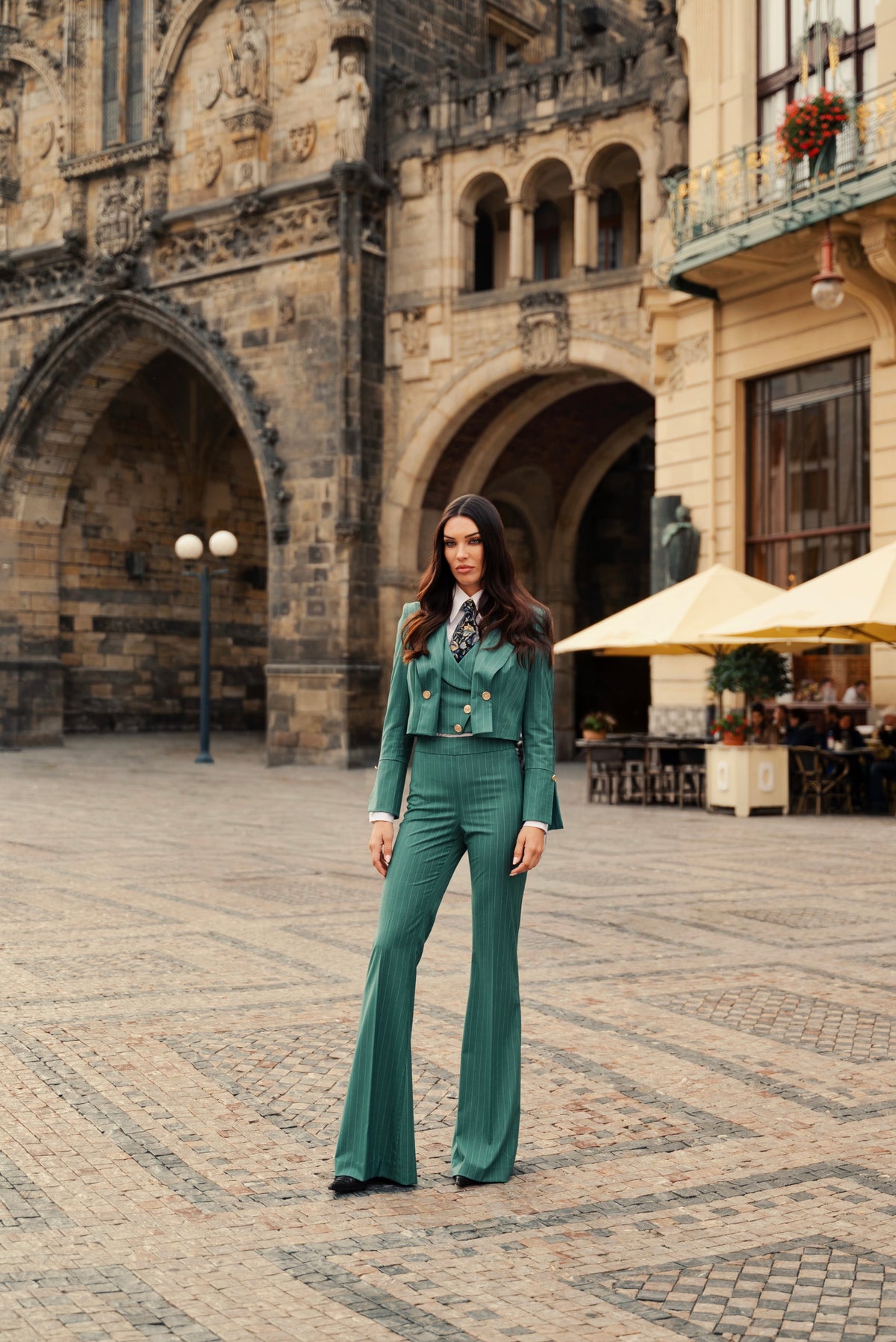 Tailleur new Jolie Verde Bosco Gessato