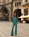 Tailleur new Jolie Verde Bosco Gessato